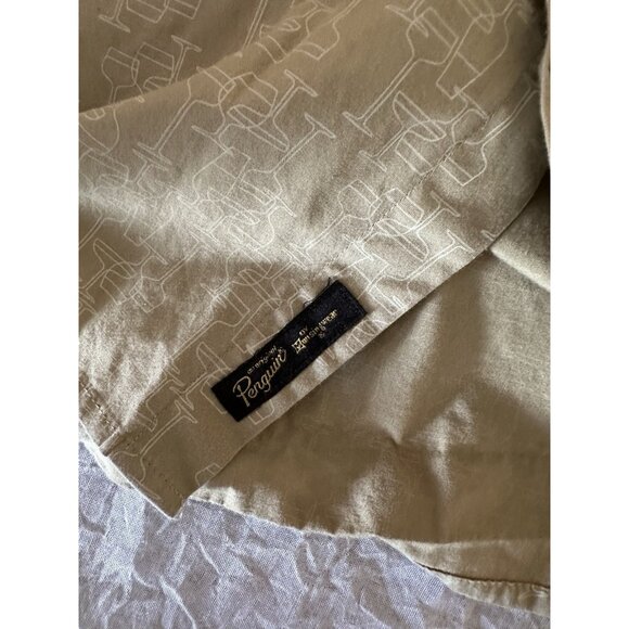 Original Penguin Shirt Men's Medium Button Up Long Sleeve Classic Fit Beige Wine - Picture 7 of 10